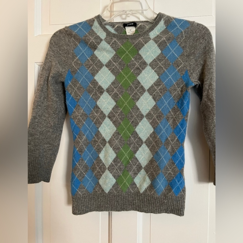 Women’s J Crew argyle cashmere sweater xs